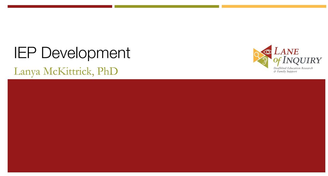 Title slide of IEP Development presentation
