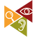 Three triangles in circular shape. One yellow with magnifying glass icon, one green with ear icon, one red with eye icon