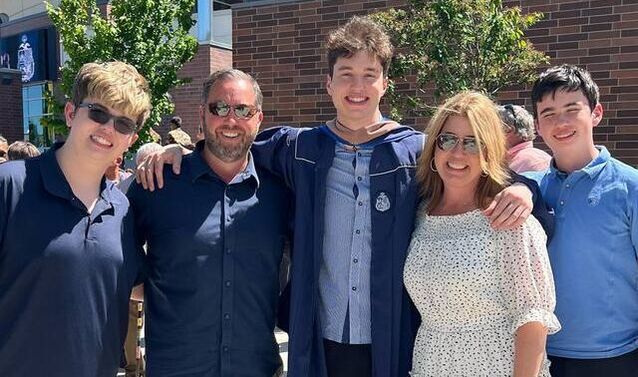 McKittrick Family, smiling, at Cole's 2023 graduation from Gonzaga University